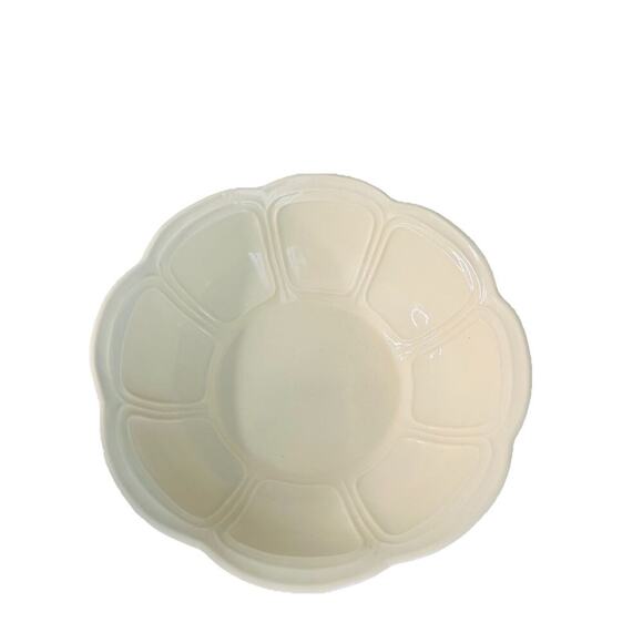 McCoy White Ironstone Pitcher Bowl # 7529 Ribbed & Flower Design Vintage USA - Picture 6 of 14